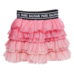 Gonna a ruota in tulle glitterato rosa di Balmain (12 anni)