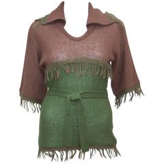 C.1970 La Squadra Wool Knit Fringed Sweater Top