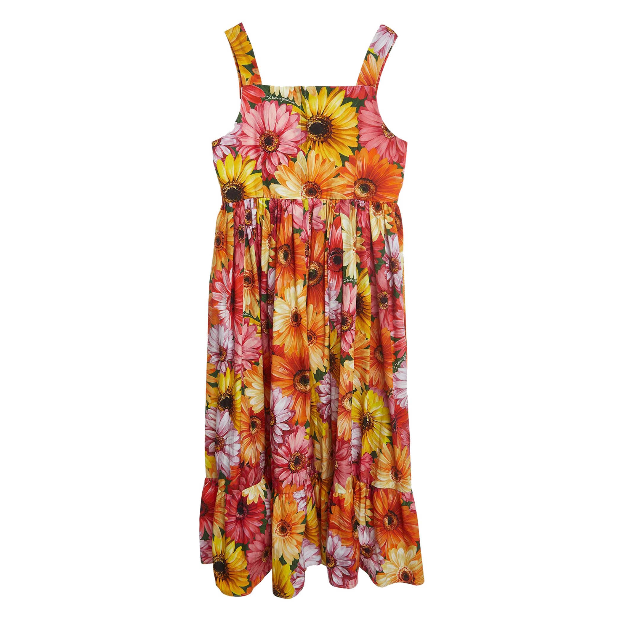 Robe en popeline de coton imprimée à fleurs multicolores Dolce & Gabbana (11-12 Yrs)