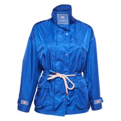 Elisabetta Franchi Blue Nylon Windbreaker Jacket S