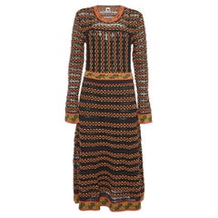 M Missoni Multicolor Patterned Knit Long Sleeve Midi Dress L