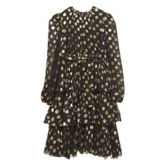 Dolce & Gabbana Black/Metallic Polka-Dot Chiffon Tiered Dress (9-10 Yrs)