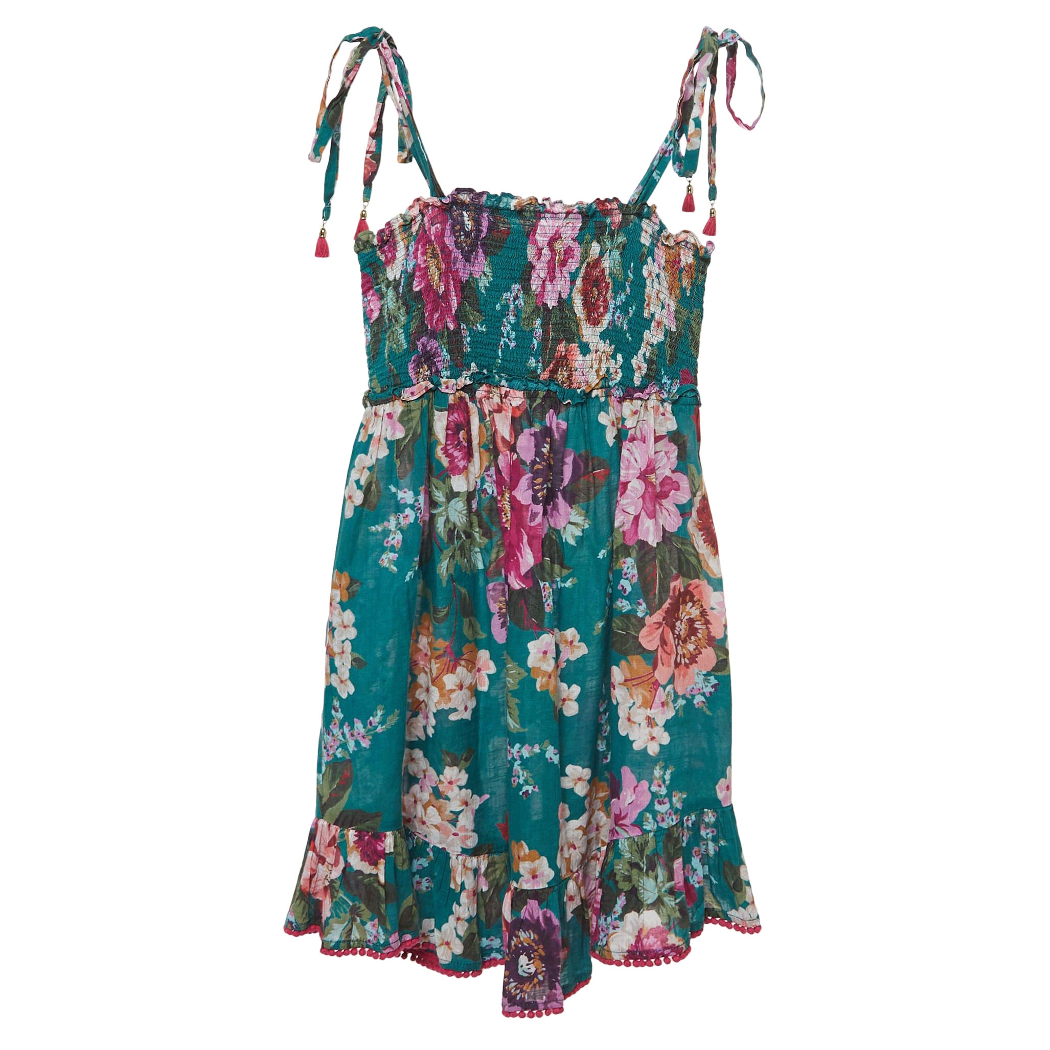 Zimmermann Green/Multicolor Floral Printed Cotton Dress (10 Yrs) For Sale