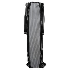 Balmain Black Striped Knit Long Open Cardigan M