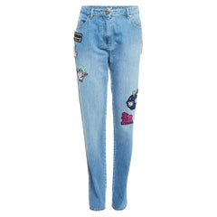 Kenzo Blue Denim Applique Detail Boyfriend Jeans M Waist 32" (taille 32)