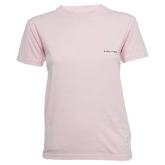 T-shirt Balenciaga rose imprimé logo en jersey de coton XS