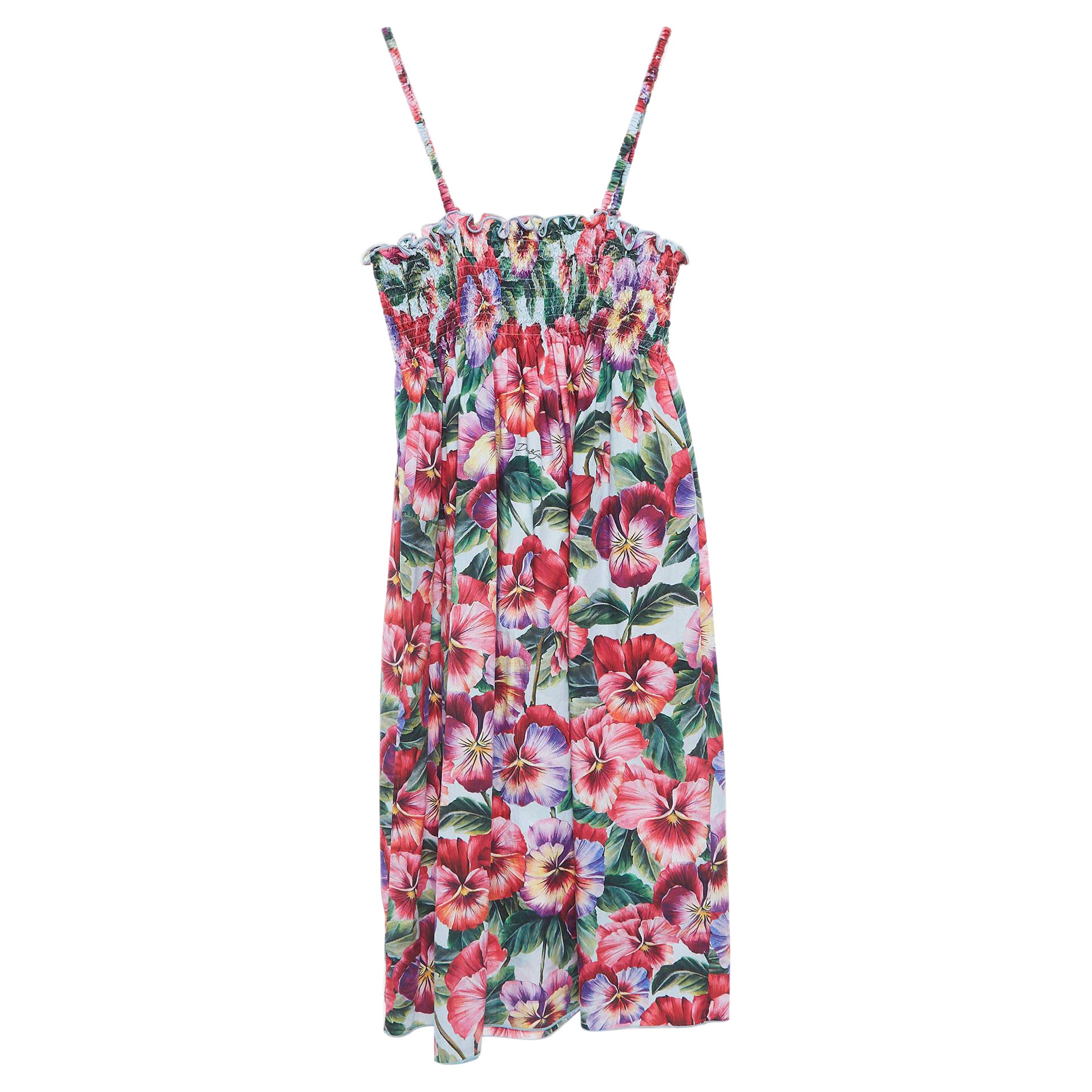 Robe en popeline de coton imprimée à fleurs multicolores Dolce & Gabbana (11-12 Yrs)