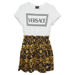Versace White/Black Baroque Print Cotton T-Shirt Dress (12 Yrs)