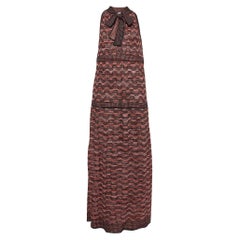 M Missoni Pink Patterned Lurex Knit Sleeveless Maxi Dress L