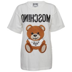 T-shirt Moschino Couture blanc brodé en coton Teddy Bear XS