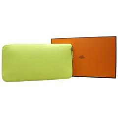 Hermes Azap Soufre Epsom Leather Silk'in Zip Around Long Wallet