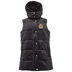 Ralph Lauren Black Velvet Detachable Hood Sleeveless Jacket M