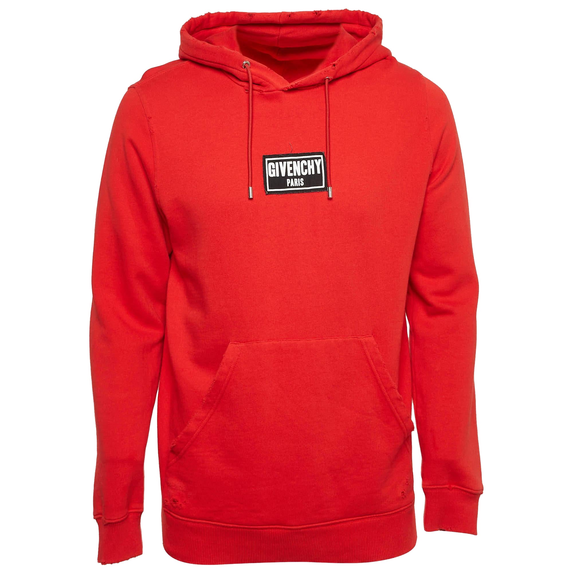 Givenchy Red Cotton Knit Hooded Sweatshirt XS For Sale