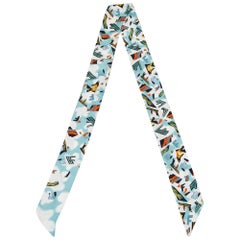 Fendi Teal Blue Printed Silk Bandeau Scarf