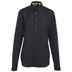 Camicia a maniche lunghe in cotone stampato nero Versace S