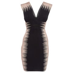 Herve Leger Black/Pink Bare Comb Pattern Jersey Sleeveless Mini Dress S