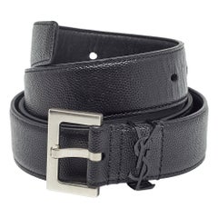 Saint Laurent Cintura in pelle nera con fibbia Monogram 100CM