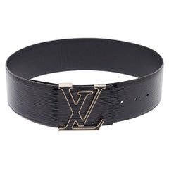 Louis Vuitton Black Electric Epi Leather LV Initiales Waist Belt 75CM