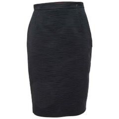 CH Carolina Herrera Schwarzer kurzer Rock aus geriffelter Baumwollmischung S