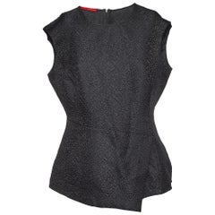 CH Carolina Herrera Schwarzes geprägtes Jacquard-Top mit Schößchen S