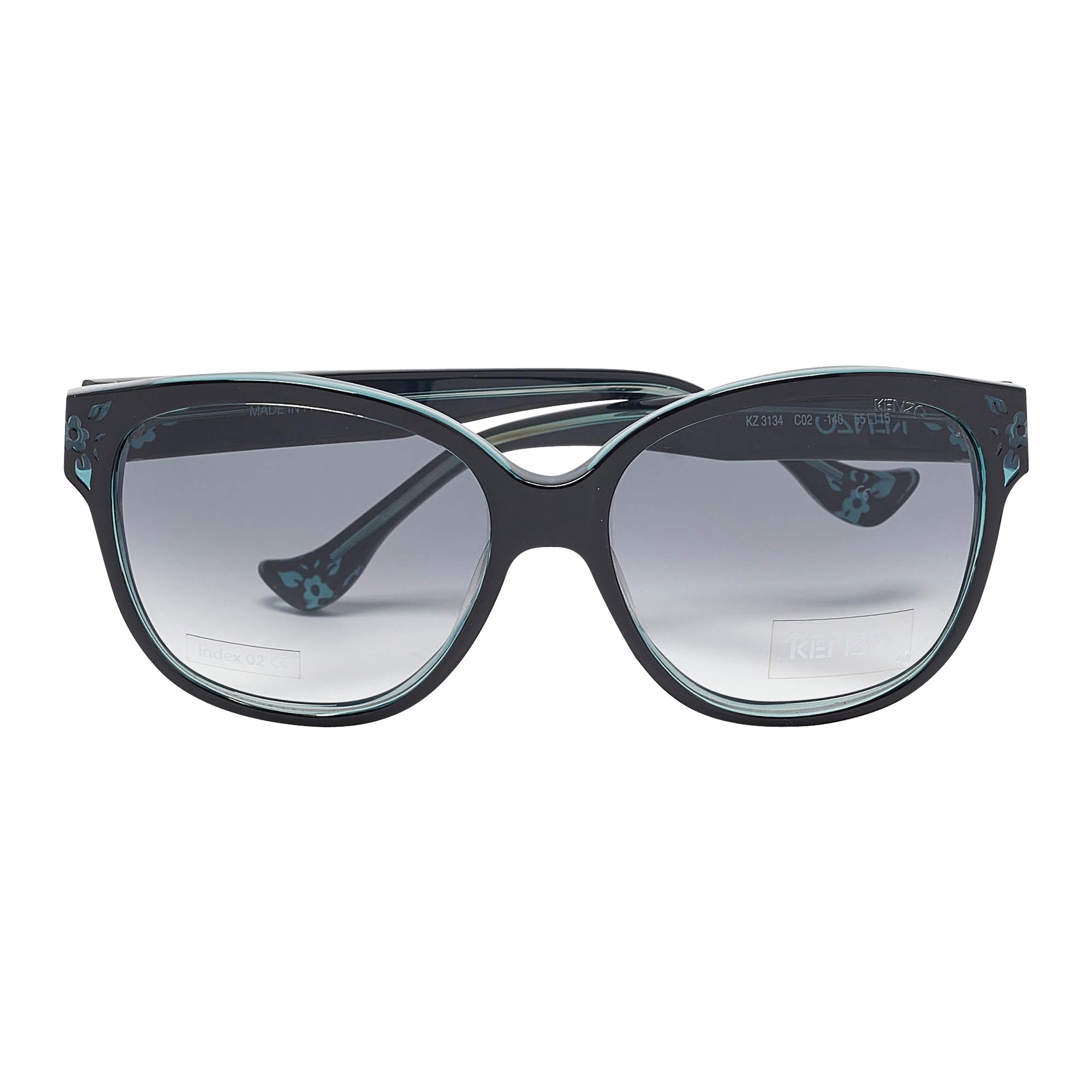 Lunettes de soleil carrées Kenzo noir/bleu dégradé KZ3134 en vente