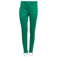 Gucci Green Technical Jersey Web Stripe Logo Trimmed Leggings M