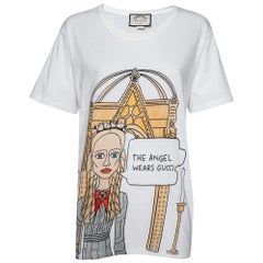 Gucci Weiß Baumwolle Angelica Hicks Gedruckt Limited Edition Rundhalsausschnitt Top M