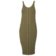 Alexander Wang Olive Green Rib Knit Sleeveless Dress M