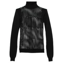 Jean Paul Gaultier Maille Noir Pull à manches longues en maille ouverte à motifs S