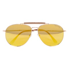 Tom Ford Havana Brown Sean TF536 Aviator Mirrored Sunglasses