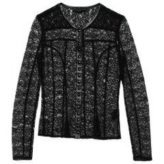 Alexander Wang Schwarzes Top mit Spitze und Lederbesatz und Knopfleiste vorne S