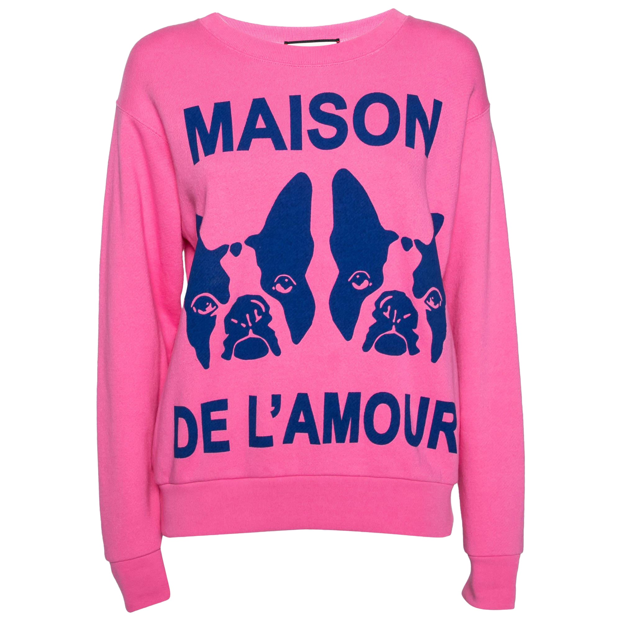 Gucci Maison de l'Amour rosa Sudadera de algodón estampada Bosco y Orso XXS