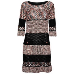 Chanel Vestido de punto abierto de algodón y seda multicolor S