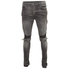Amiri Grau gewaschene & Distressed Denim Jeans mit Reißverschluss in Grau L Taille 33"