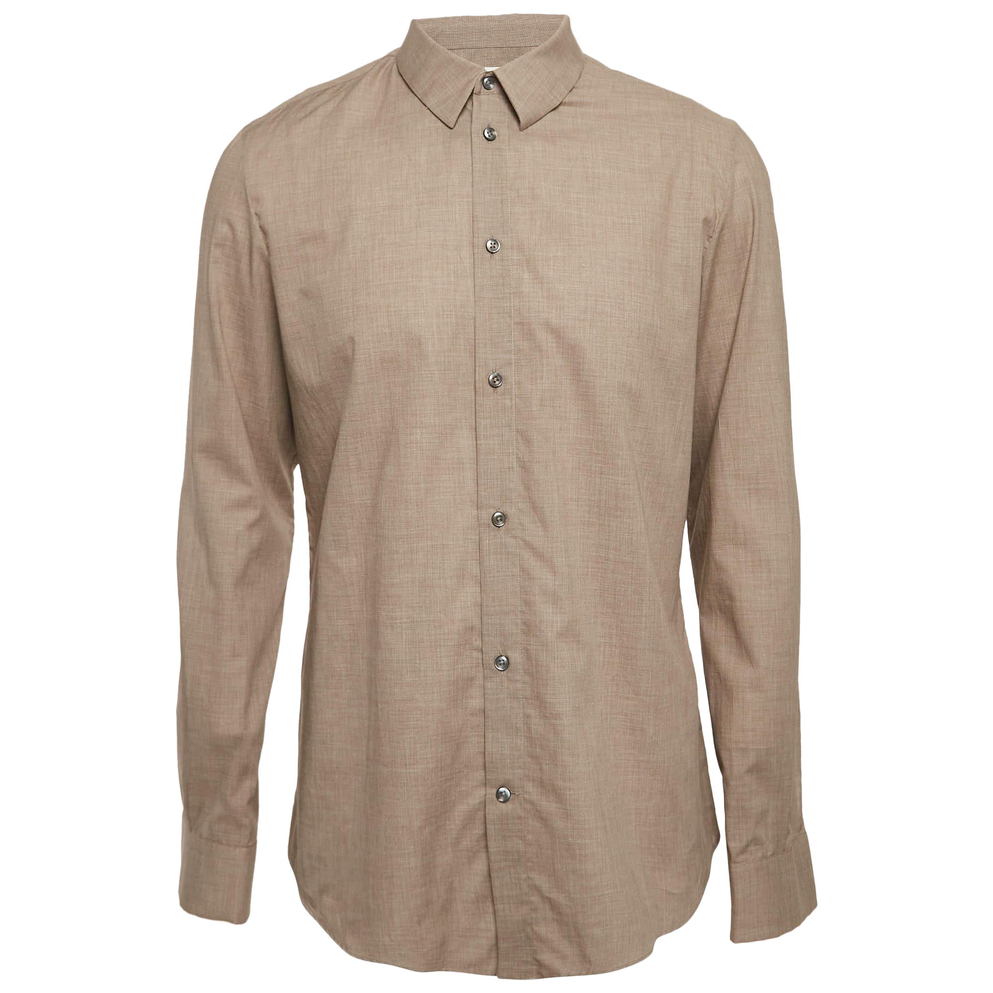 Maison Martin Margiela Houndstooth Light Brown Buttoned-Up Shirt XL For Sale