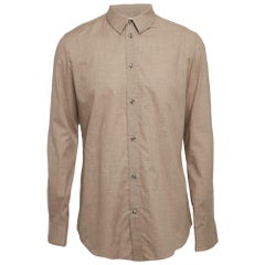 Maison Martin Margiela Camisa de pata de gallo marrón claro abotonada XL