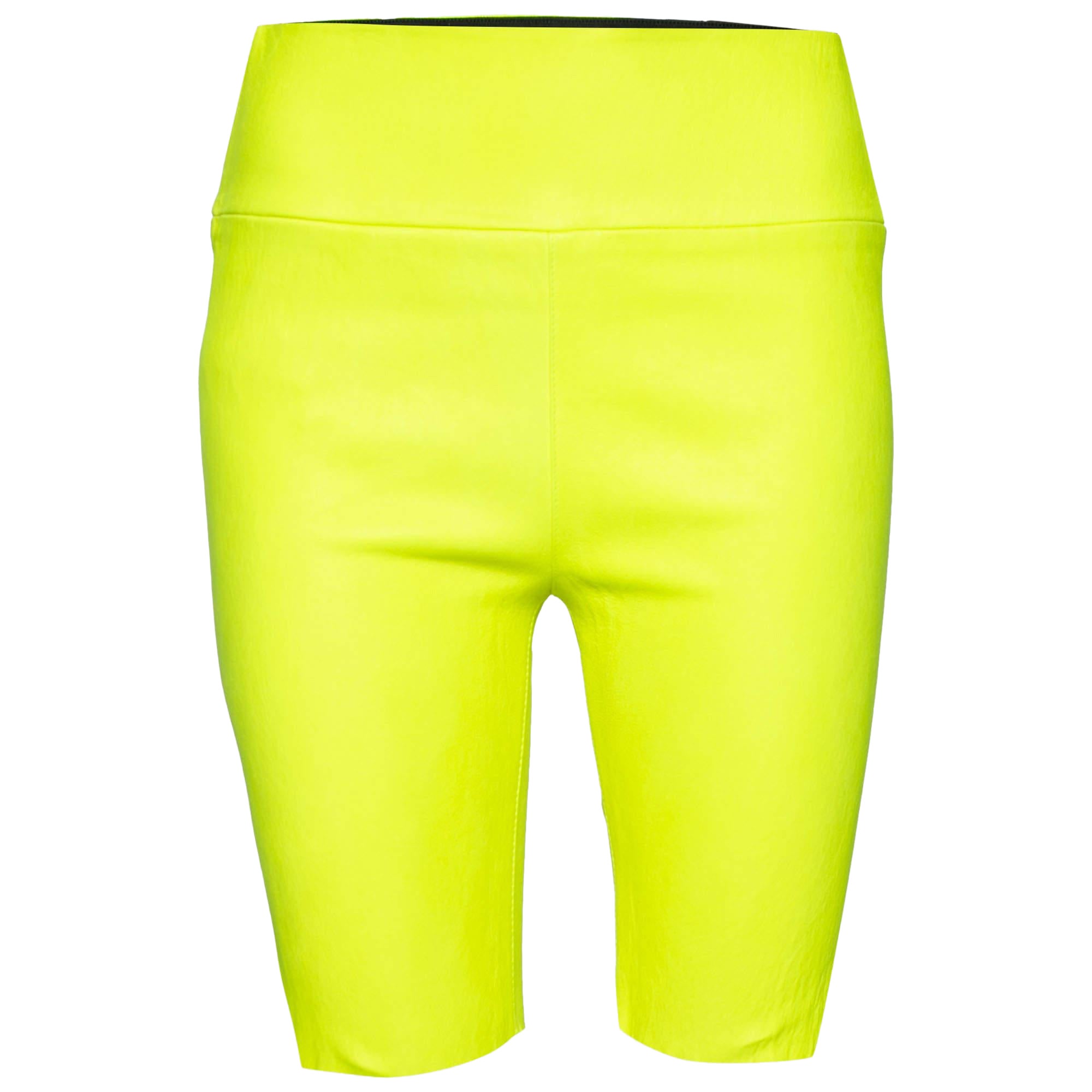 Sprwmn Neongelbe Shorts aus Leder L
