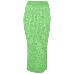 MM6 Maison Margiela Green Space Dyed Rib Knit Slit Detail Skirt S