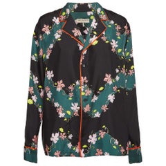 Emilio Pucci Camisa de seda estampada verde/negra S
