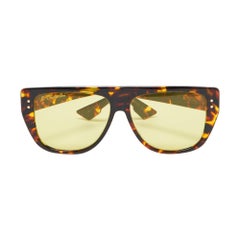 Dior Brown Havana/Yellow 086HO DiorClub2 Rectangle Sunglasses
