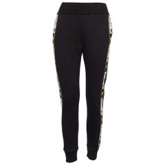 Fendi Black Cotton Logo Tape Trimmed Track Pants M