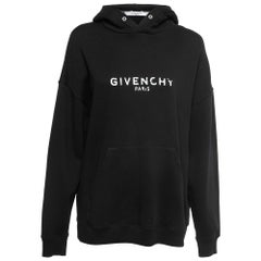 Givenchy Black Cotton Faded Logo Print Hooded Sweatshirt M