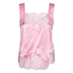 Givenchy Pink Satin Slip Cami Lace Trimmed Top M