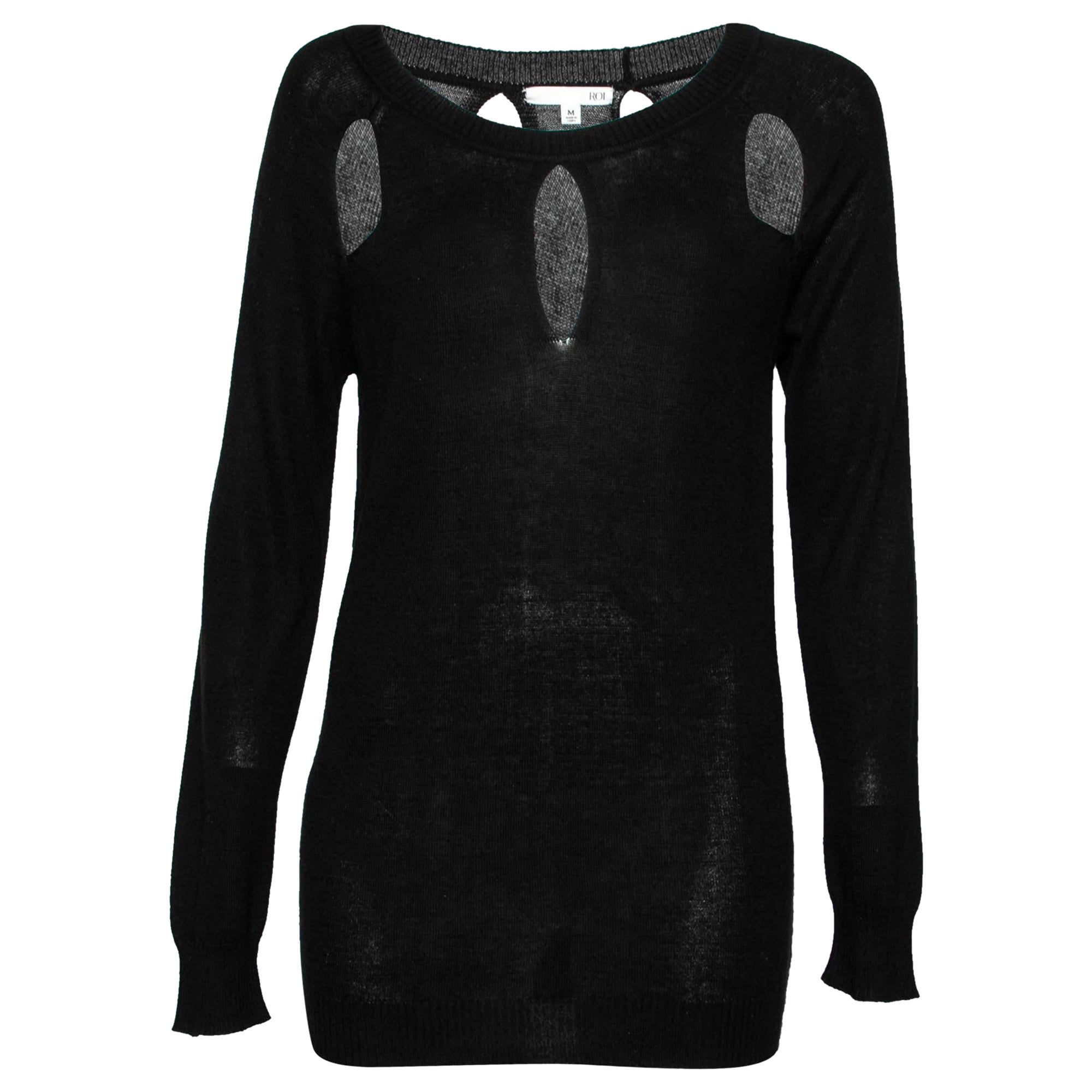 Roi Maglione nero in seta e cashmere con dettaglio cut-out M. I.