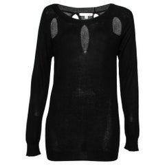 Roi Black Silk & Cashmere Knit Cut-Out Detail Sweater M