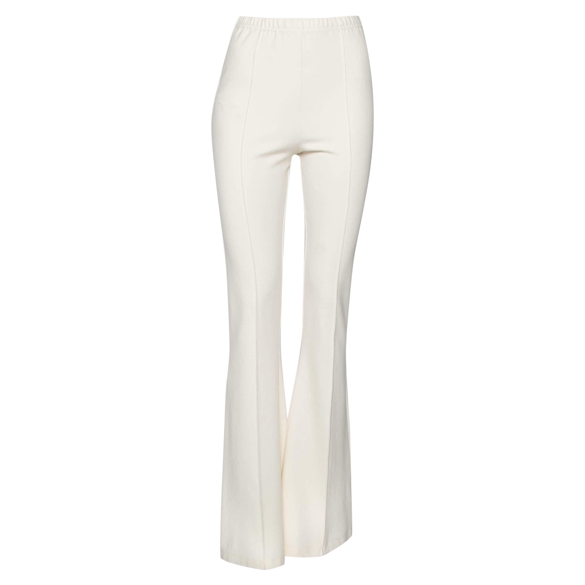 Sablyn Avorio - Pantaloni svasati in maglia elasticizzata L.