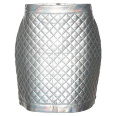 Balmain Silberner gesteppter Minirock L