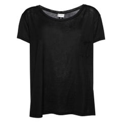 Saint Laurent Schwarz Baumwolle Front Pocket Rundhalsausschnitt Kurzarm Top M