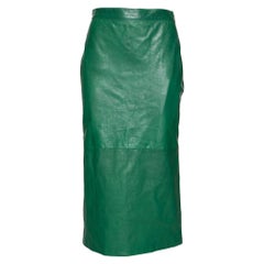 Gucci Green Leather Pencil Midi Skirt M
