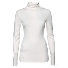 Splendid Off White Cotton Knit Turtle Neck Top S